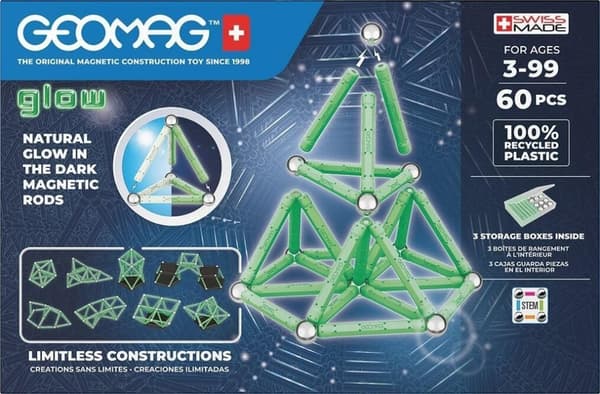 Geomag Glow Recycled magnetisk byggesett, 60 deler
