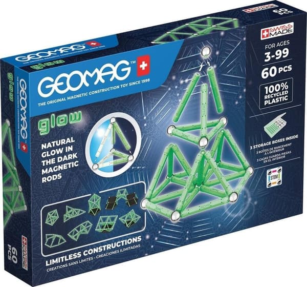 Geomag Glow Recycled magnetisk byggesett, 60 deler