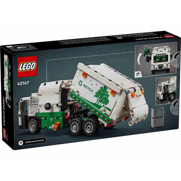LEGO Technic Mack LR Elektrisk Skraldebil med Bevægbar Laster og Minifigurer