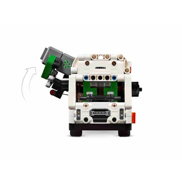 LEGO Technic Mack LR Elektrisk Skraldebil med Bevægbar Laster og Minifigurer