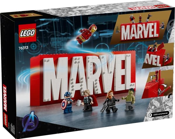 LEGO Super Heroes 76313 MARVEL logo og minifigurer