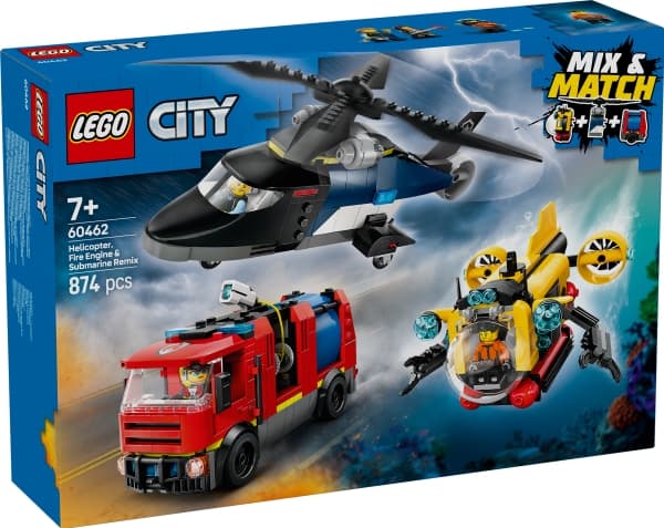 LEGO City 60462 Helikopter, brandbil och ubåt