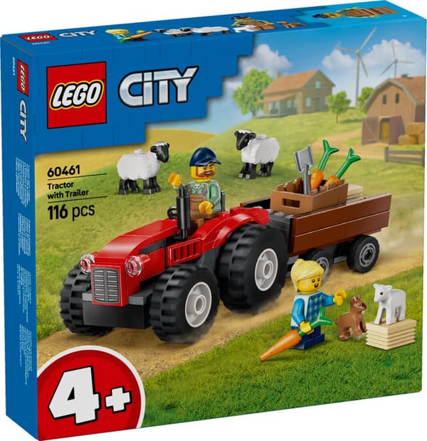 LEGO City 4+ Röd jordbrukstraktor med släp och får 60461