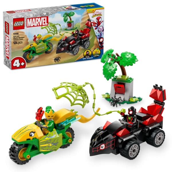 LEGO Super Heroes 4+ Spins och Electros jakt med dinosauriefordon 11198