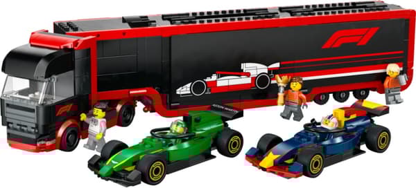 LEGO City F1 lastbil med RB20 och AMR24 F1 bilar 60445