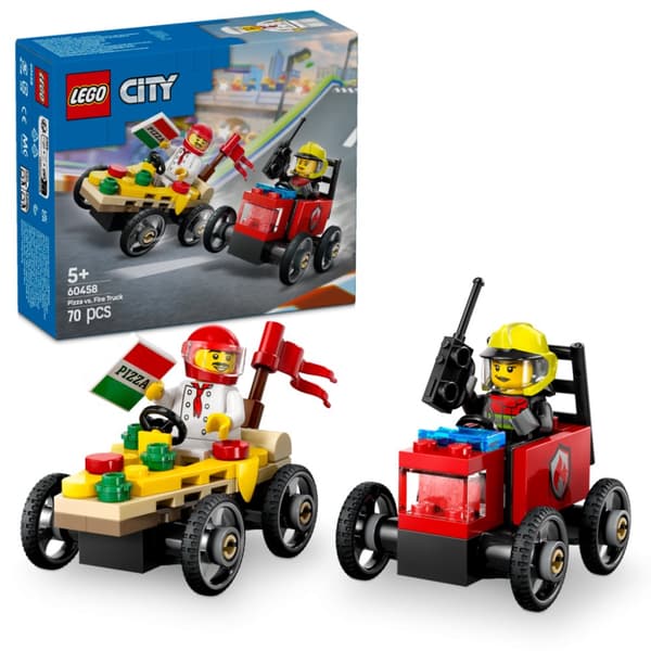 LEGO City Pizzabil mot brandbil racingpaket 60458