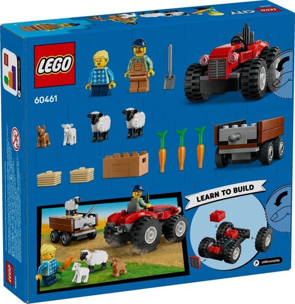 Röd jordbrukstraktor med släp och får LEGO® City (60461)