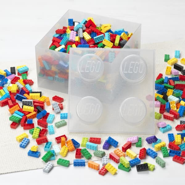 LEGO Genomskinlig glitter klossformad förvaringslåda Vit 40090803