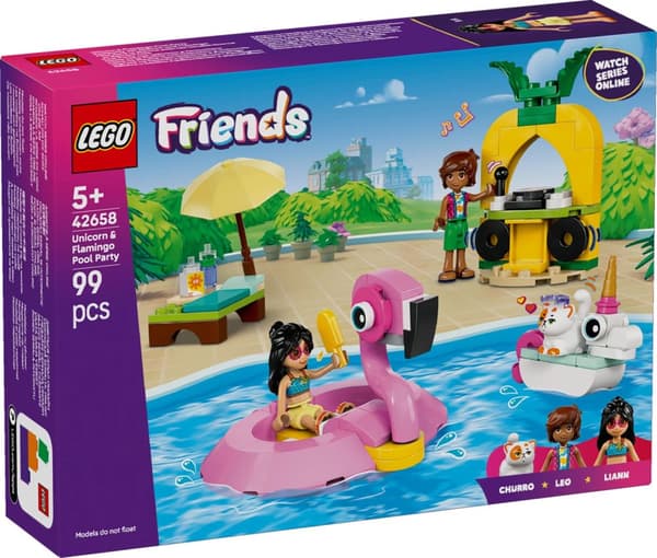LEGO® Friends Poolparty med enhörning och flamingo 42658