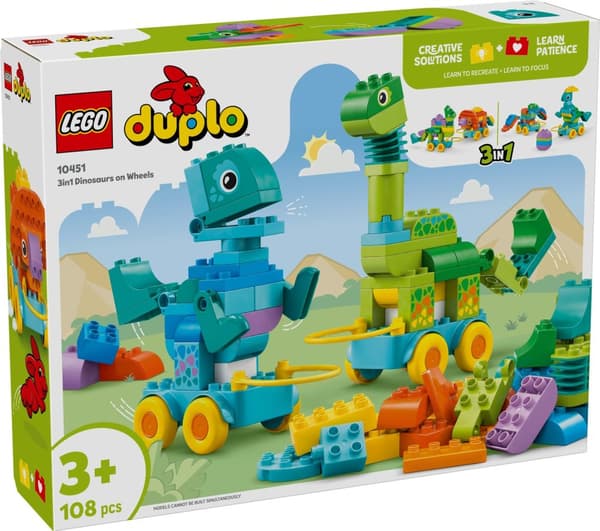 LEGO® DUPLO 3-i-1 Dinosaurier på hjul 10451