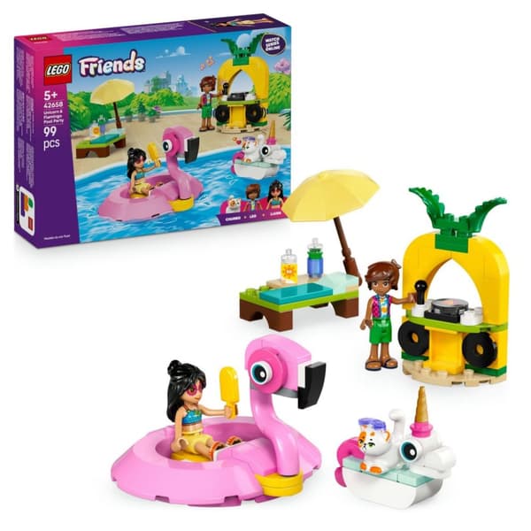 LEGO Friends Poolparty med enhörning och flamingo 42658