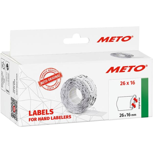 METO Prisetiketter 9506167 Permanent Etikettbredd: 26 mm Etiketthöjd: 16 mm Vit 1 st