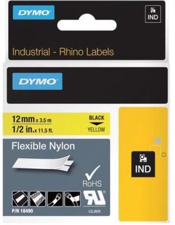 DYMO 12 mm RHINO fleksibel nylontape etiketprintertape D1
