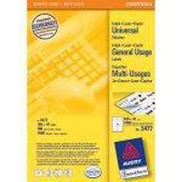 Avery vita etiketter QuickPeel-format 105 x 41 mm (bxh) 1 400 stycken 14 per ark låda med 100 ark