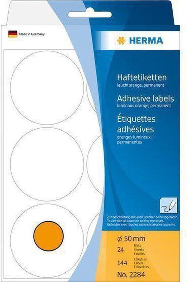 Private label Herma 2284 Label Rund 50mm Fluorescerende Orange - 144 etiketter