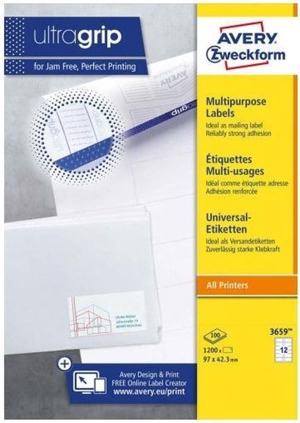 Avery 3659 hvid printeretiket