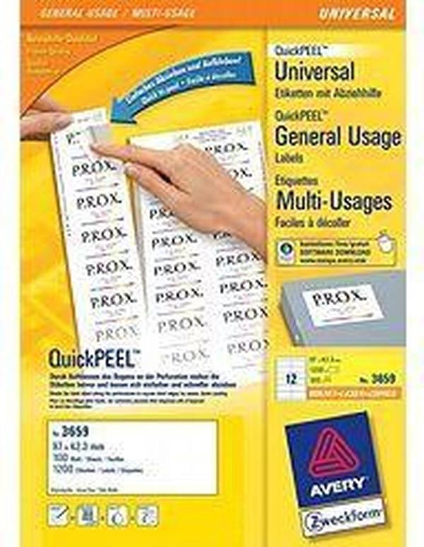 Avery 3659 hvid printeretiket