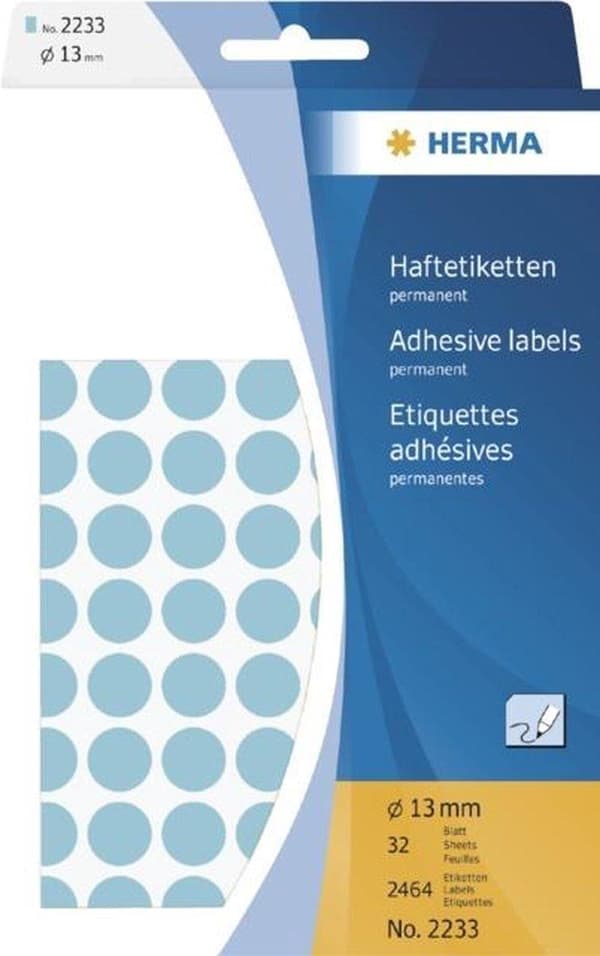 Herma 2233 Universaletiketter Ø 13mm Blå - 2464 st.