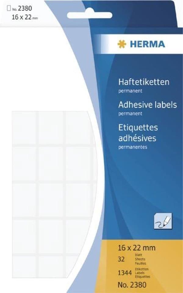 Herma 2380 Universal label. hvid 16x22 32 ark 1344 stk