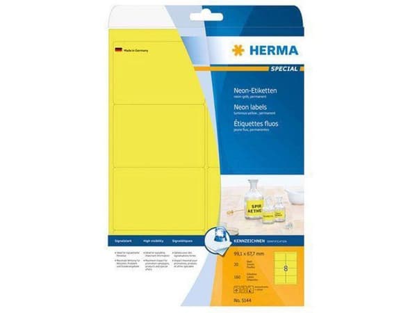 Herma printeretiketter Etiketter lysende gul 99,1x67,7 SuperPrint 200 stk.