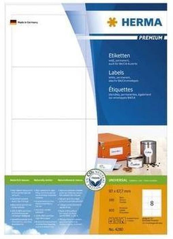HERMA Etiketter hvid 97x67,7 Premium A4 800 stk.