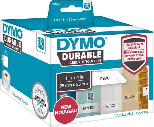 DYMO® LW hållbar (25 mm x 25 mm) med polypropen, 1700 etiketter