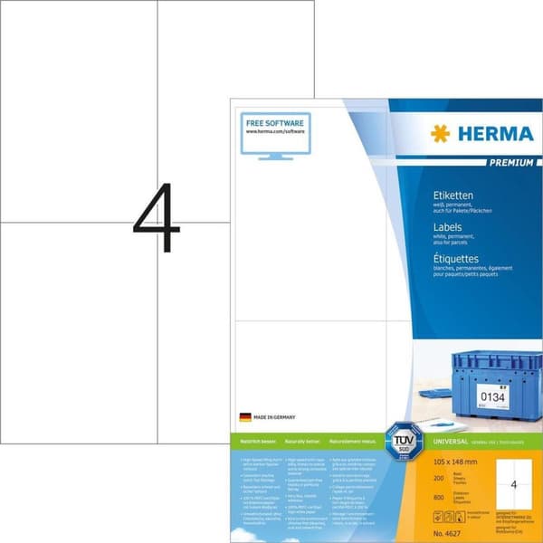Herma skrivaretiketter Etiketter vit 105x148 SuperPrint 800 st.