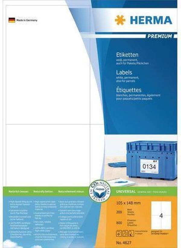 Herma skrivaretiketter Etiketter vit 105x148 SuperPrint 800 st.