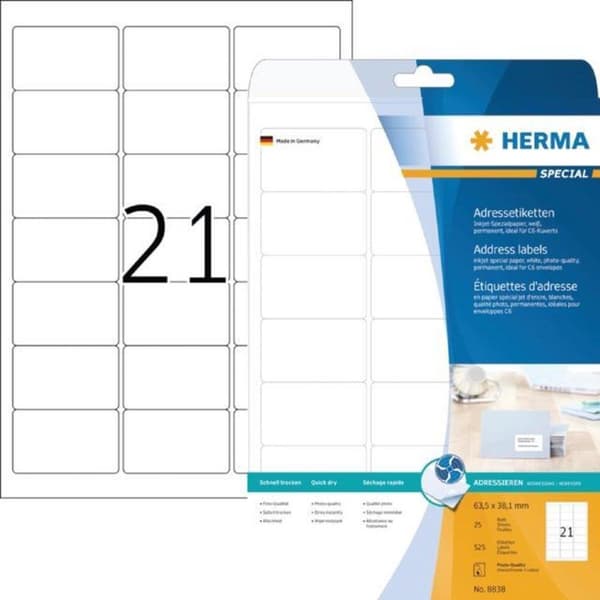 HERMA 8838 Hvide adresseskilte