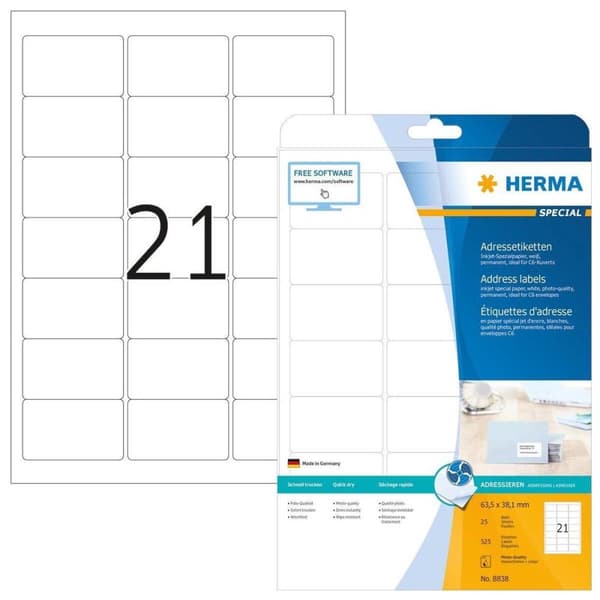 HERMA 8838 Hvide adresseskilte