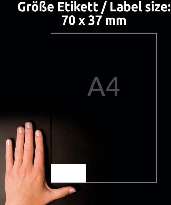 Avery vita etiketter QuickPeel-format 70 x 37 mm (bxh) 4 800 stycken 24 per arklåda med 200 ark