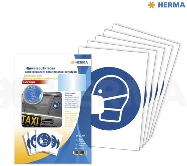 HERMA Hinweis tarrat Schutzmaske blue/weiß Pict. 5 kpl.