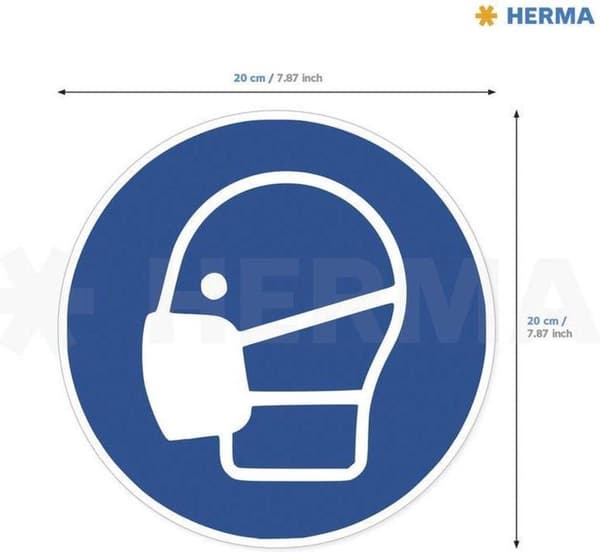 HERMA Hinweis tarrat Schutzmaske blue/weiß Pict. 5 kpl.