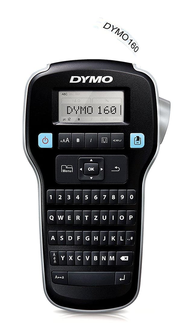 Dymo LabelMANAGER 160 - etiketteringsmaskine - monokrom - rulle (1,3 cm) - 2-linjers print (S0946360) Sort, Sølv
