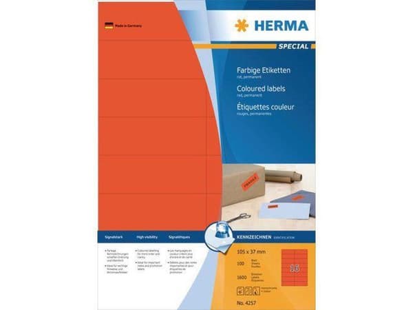 HERMA Etiketter röd 105x37 A4 1600 st.