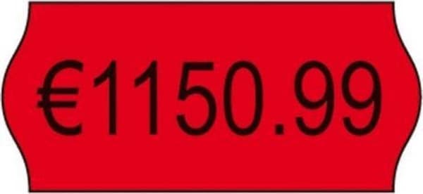 Pristang etiketter Avery permanent 26x12mm rød 10 ruller i æske