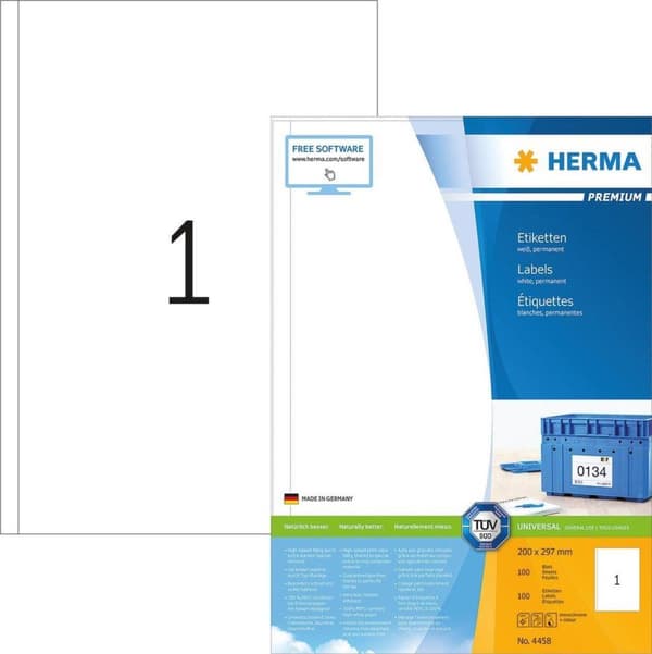 Herma Labels valkoinen 200x297 SuperPrint 100 kpl.