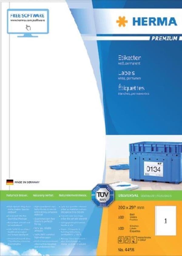 Herma Labels valkoinen 200x297 SuperPrint 100 kpl.