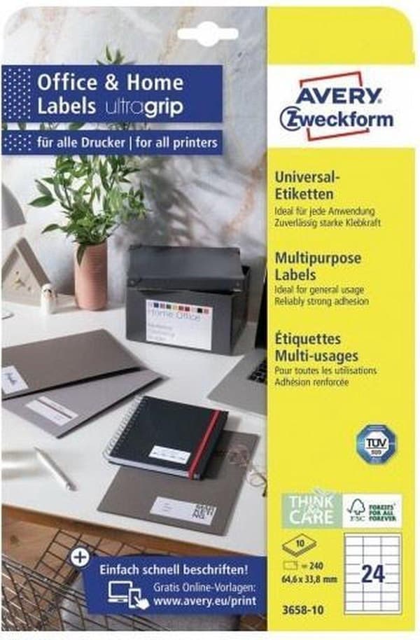 Avery Labels Zweckform 64,6 x 33,8 mm paperi 240 kpl