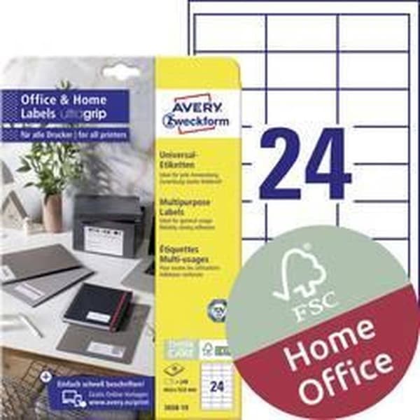Avery Labels Zweckform 64,6 x 33,8 mm paperi 240 kpl
