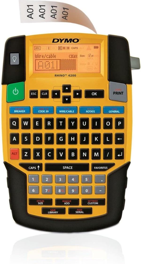 Dymo etikettskrivare - RHINO 4200 Svart, Gul