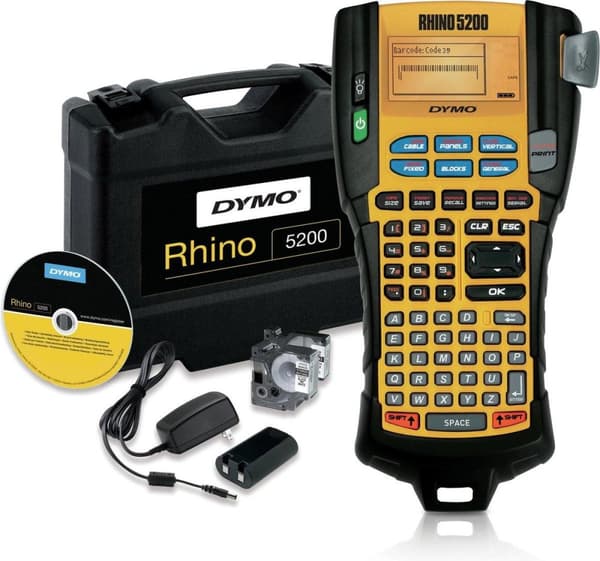 DYMO etikettskrivare Rhino 5200 - termisk överföring - med fodral och 2 tryckrullar