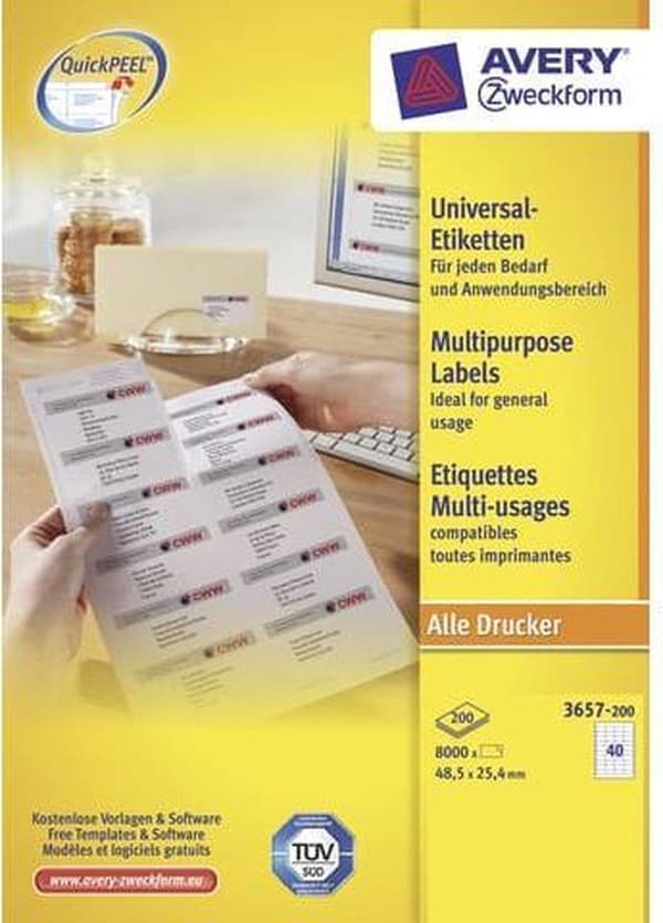 Private label Avery 3657-200 Universal Label 48,5x25,4mm