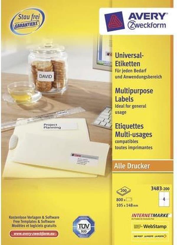 Private label Avery 3483-200 Universal Label 105x148mm