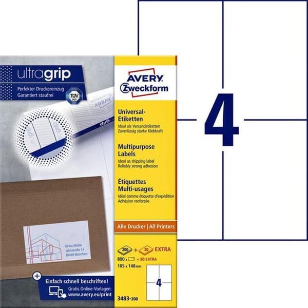 Private label Avery 3483-200 Universal Label 105x148mm
