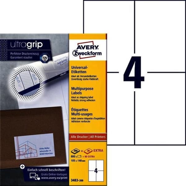 Private label Avery 3483-200 Universal Label 105x148mm