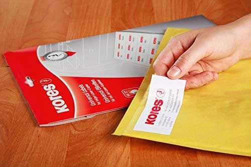 Kores - Universal självhäftande rektangulära etiketter, 500 ark format vit med etiketter 105 x 74 mm