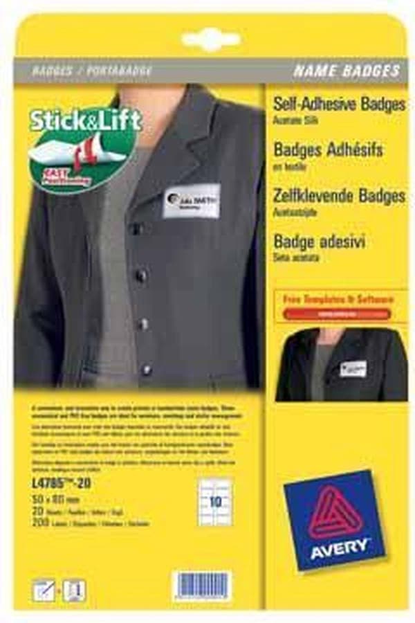 Navneskilt Avery L4785-20 80x50 mm zk 200 stk.