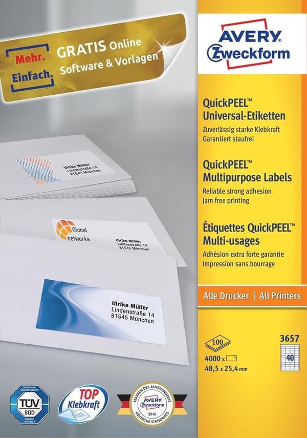 Private label Avery 3657 Universal Label 48,5x25,4mm