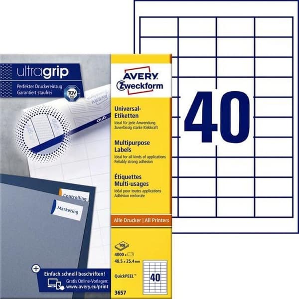 Private label Avery 3657 Universal Label 48,5x25,4mm